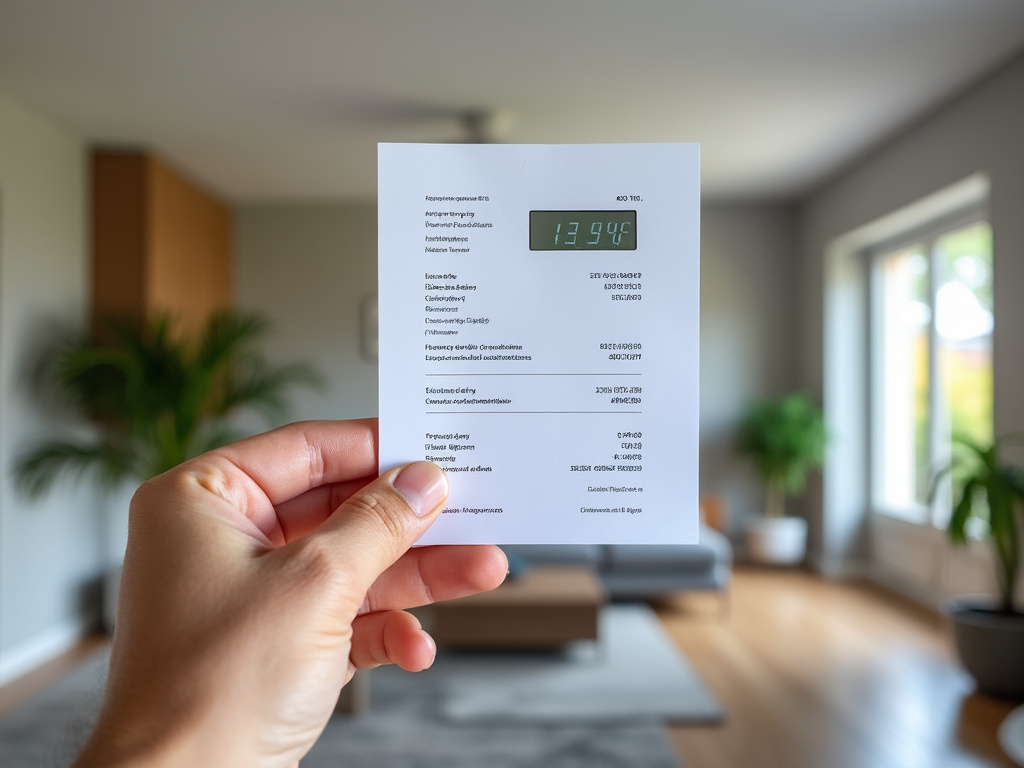 Particulier tenant une facture d'électricité floutée
