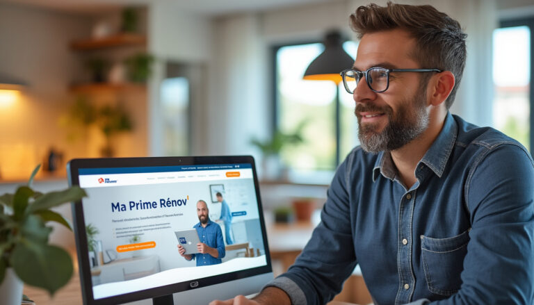 Conseiller énergie aidant un particulier à contacter Ma Prime Rénov'