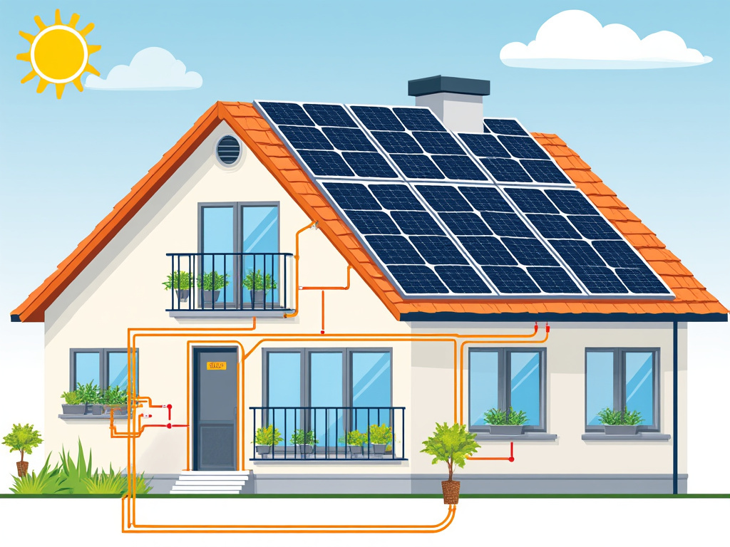 Schéma illustratif de panneau solaire avec cellules photovoltaïques et câblage