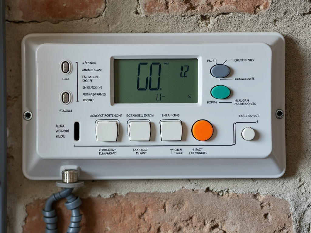 Tableau électrique propre à côté d'une pompe à chaleur en fonctionnement