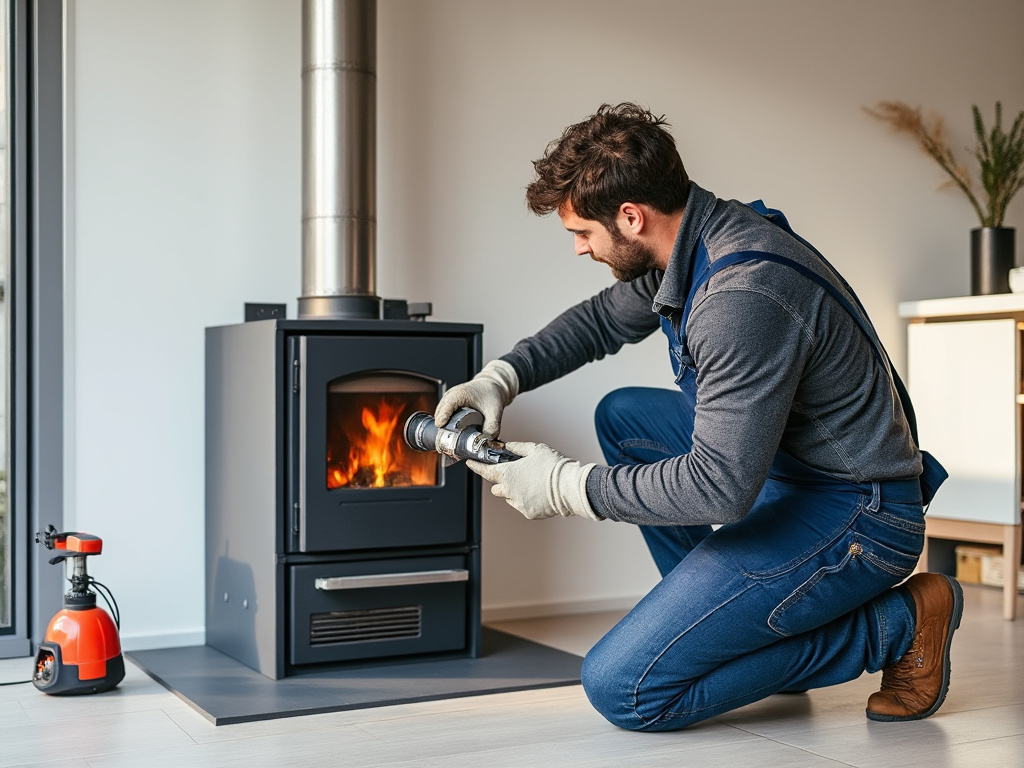 Installation professionnelle d’un conduit de cheminée inox pour poêle à bois