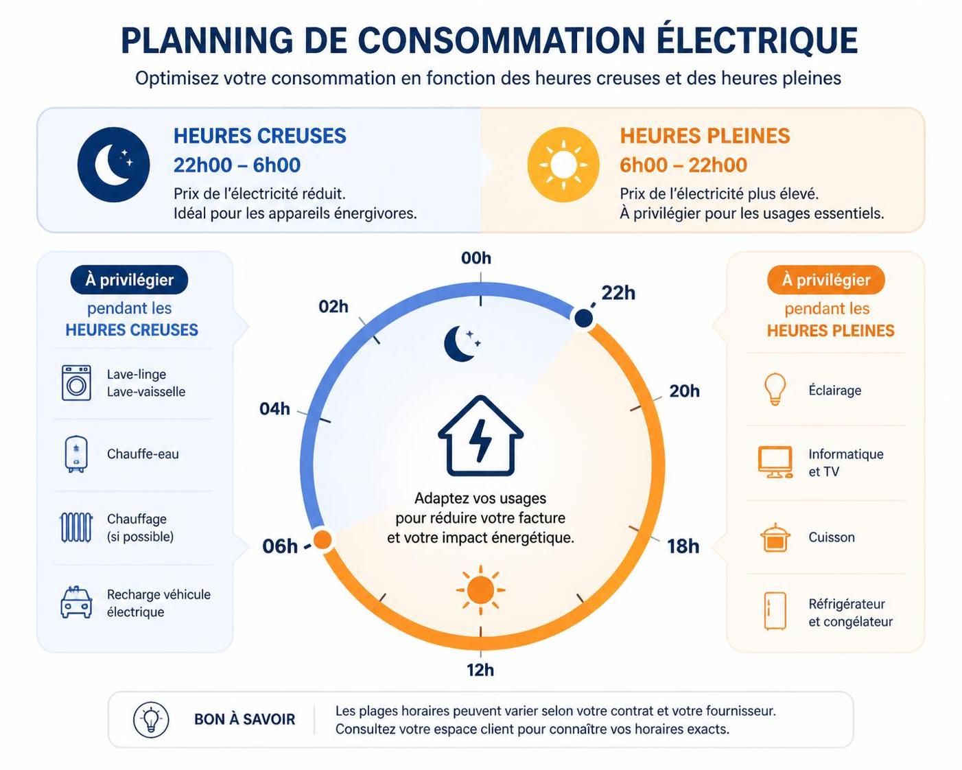 découvrez comment identifier facilement vos heures creuses afin d’optimiser votre consommation d’énergie et réaliser des économies sur votre facture.