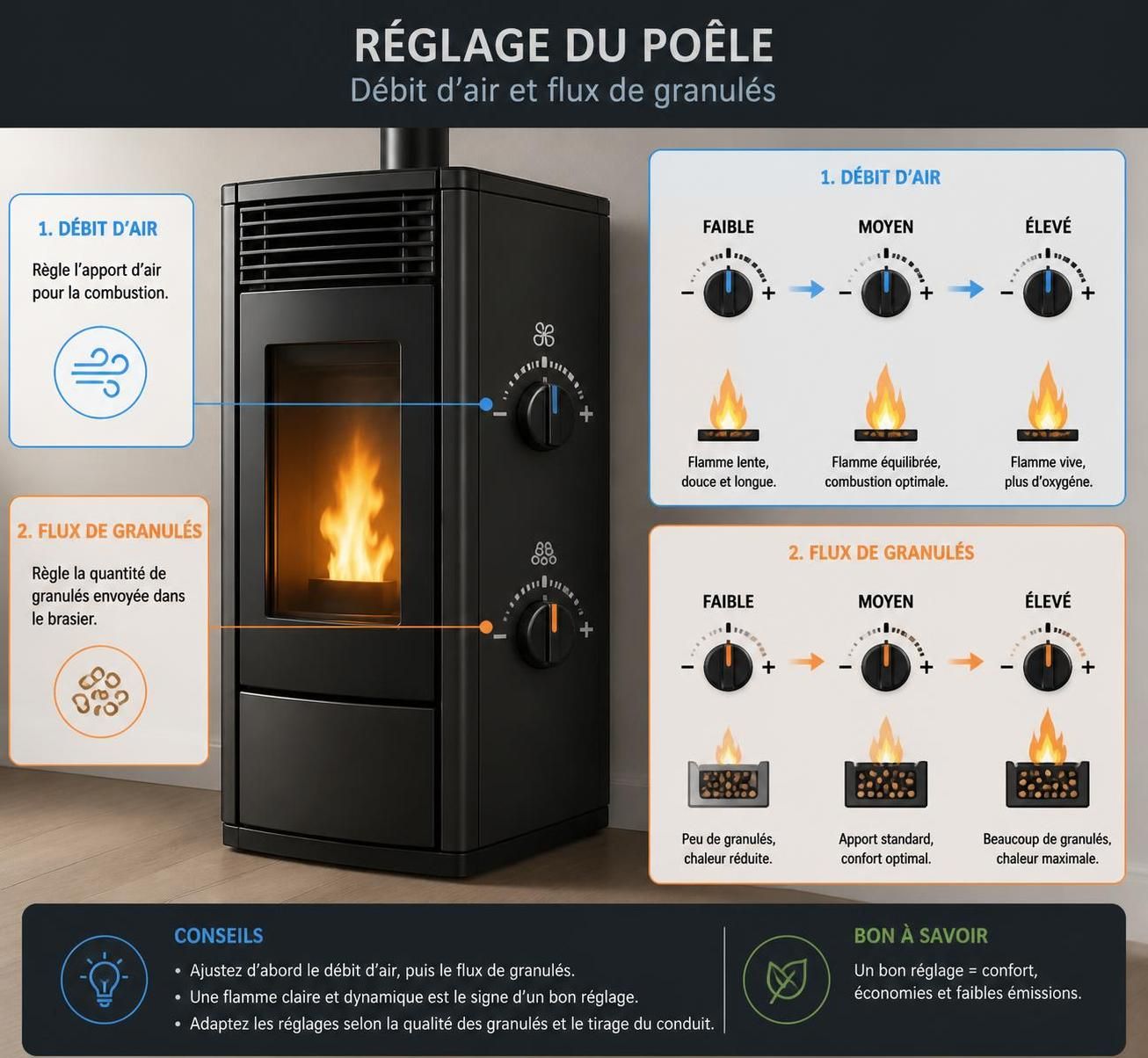 découvrez comment ajuster facilement le débit de granulés sur votre poêle à granulés pour optimiser son efficacité et réduire votre consommation d'énergie.