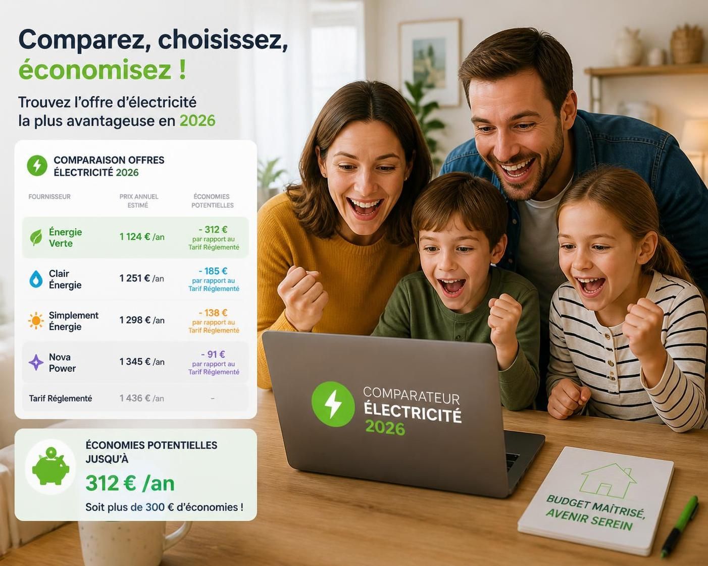 découvrez comment choisir la meilleure offre d'électricité en 2026 grâce à notre comparateur de prix simple et efficace. économisez sur votre facture d'énergie dès aujourd'hui !